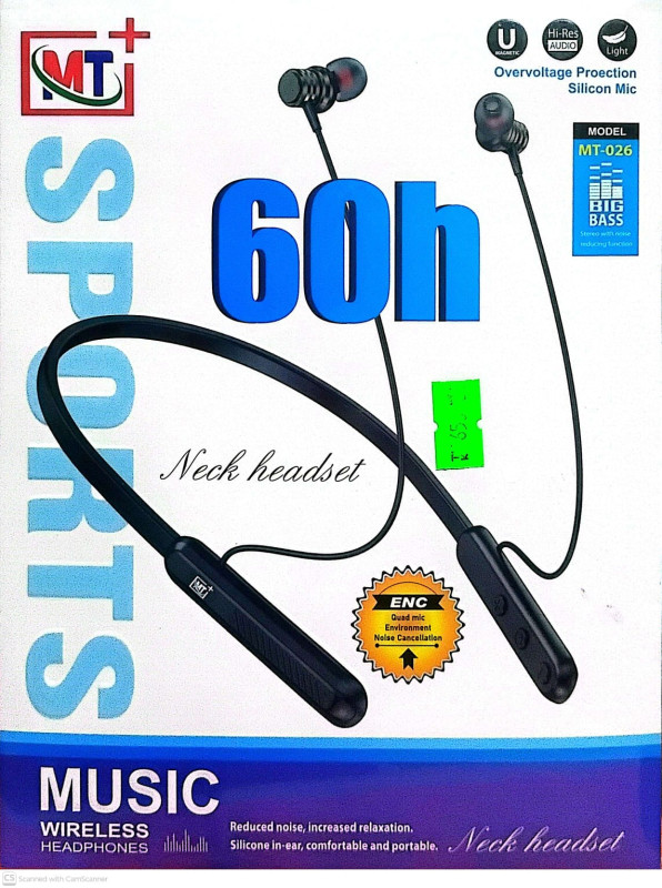 MT-026 wireless neckband headset.